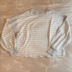 American eagle grey striped long sleeve NWOT